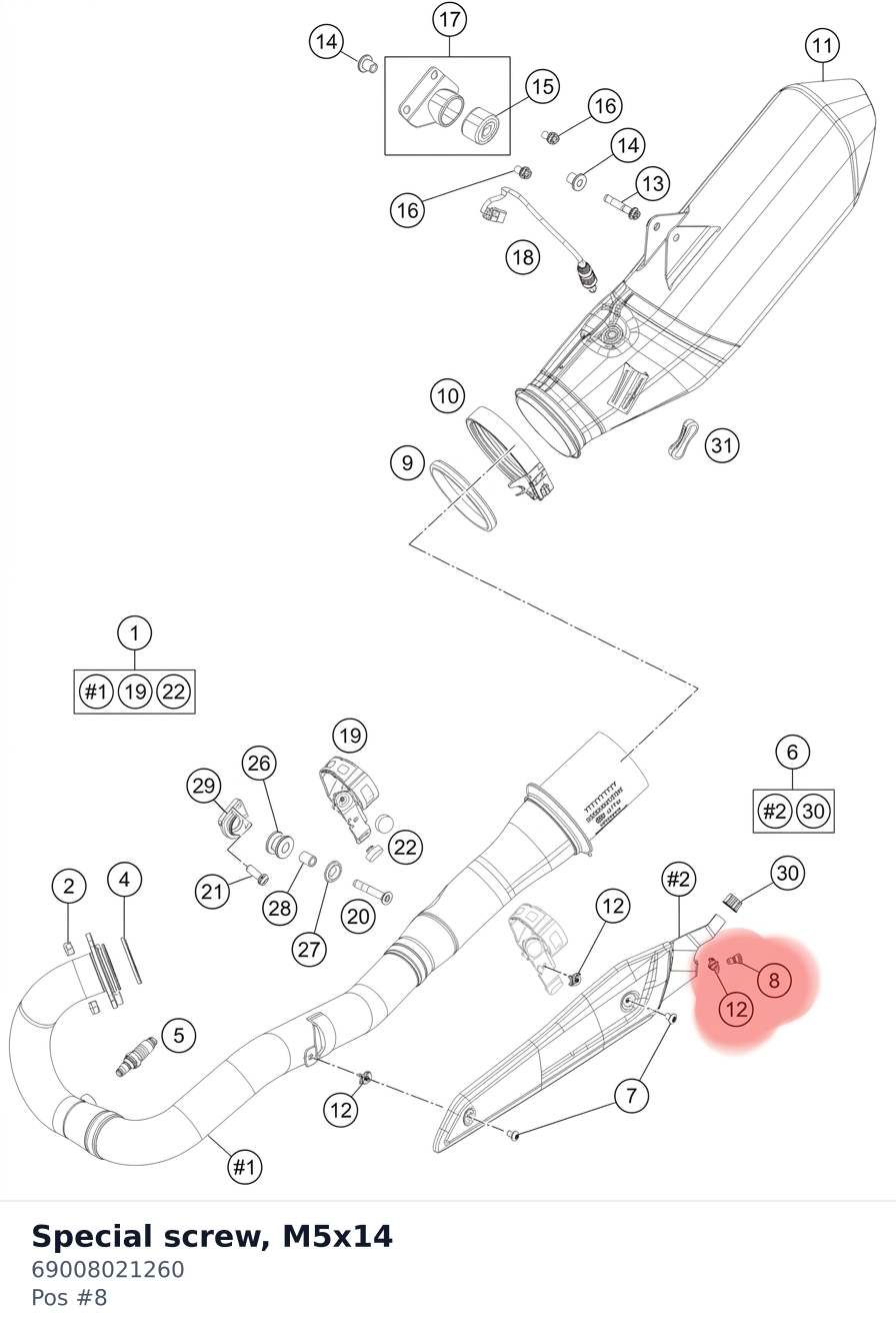 Diagram preview: Special screw, M5x14 (69008021260)