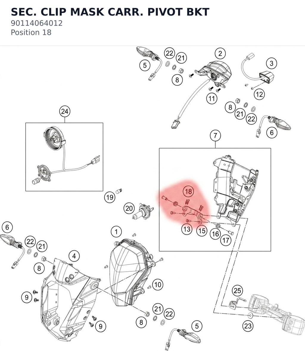 Diagram preview: SEC. CLIP MASK CARR. PIVOT BKT (90114064012)