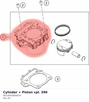Diagram preview: Cylinder + Piston cpl. 390 (9633003800024)