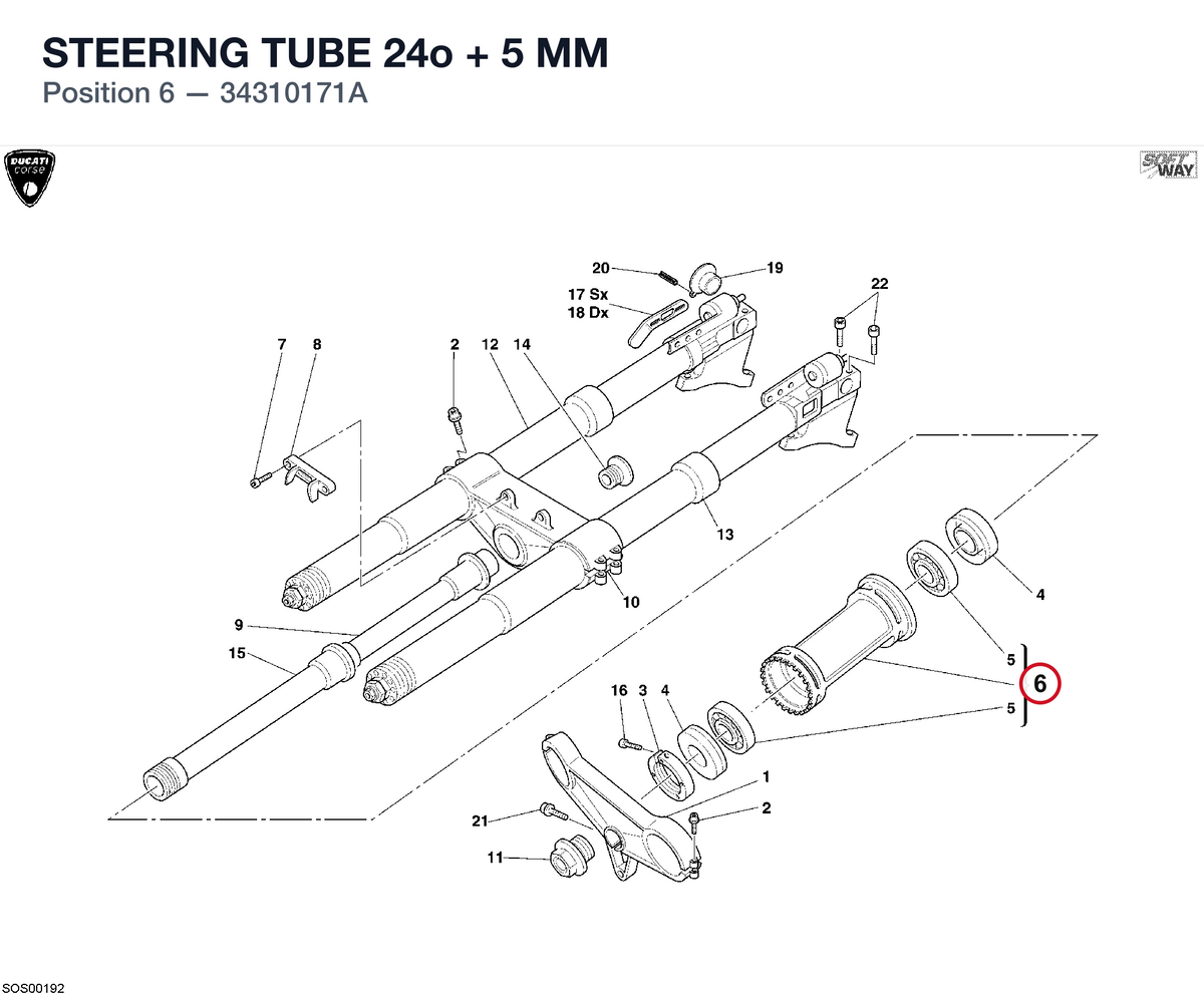 STEERING TUBE 24o + 5 MM