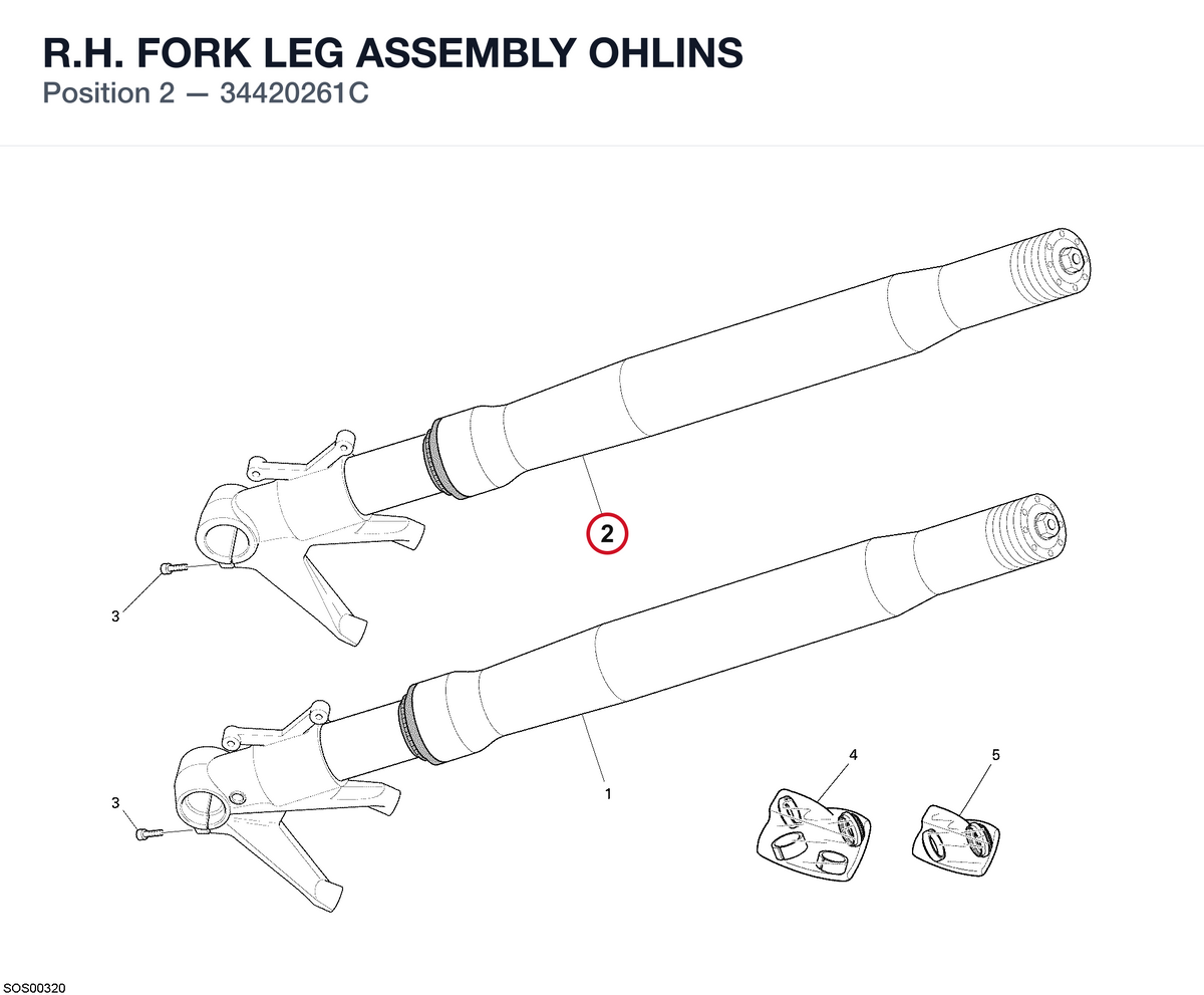 R.H. FORK LEG ASSEMBLY OHLINS 34420261C diagram position