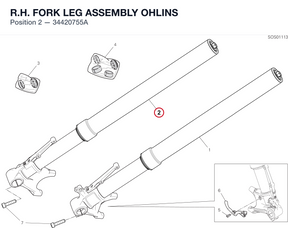 R.H. FORK LEG ASSEMBLY OHLINS 34420755A diagram position