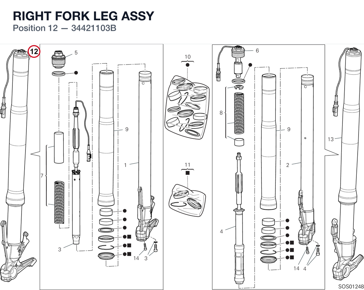 RIGHT FORK LEG ASSY 34421103B diagram position
