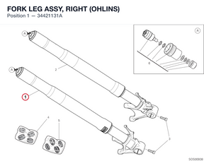 FORK LEG ASSY, RIGHT (OHLINS) 34421131A diagram position