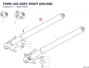 FORK LEG ASSY, RIGHT (OHLINS) 34421194A diagram position