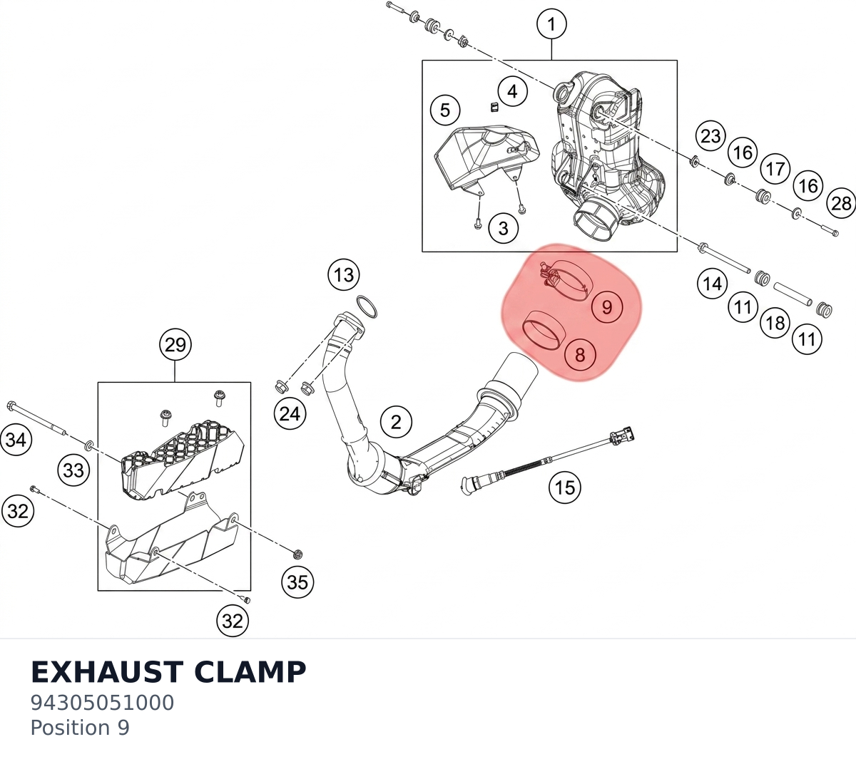 Diagram preview: EXHAUST CLAMP (94305051000)