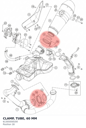 Diagram preview: CLAMP, TUBE, 60 MM (61305058100)