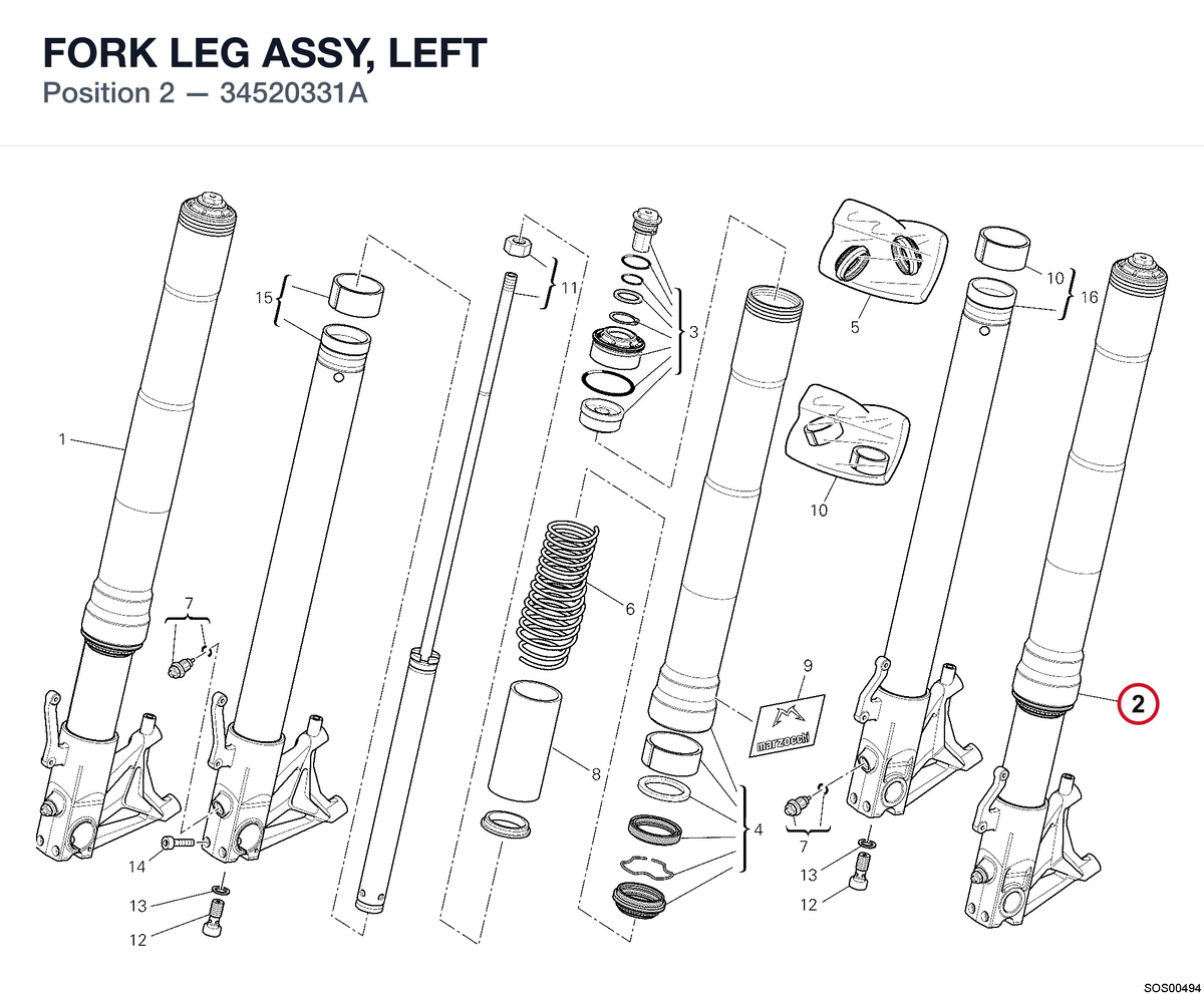 FORK LEG ASSY, LEFT