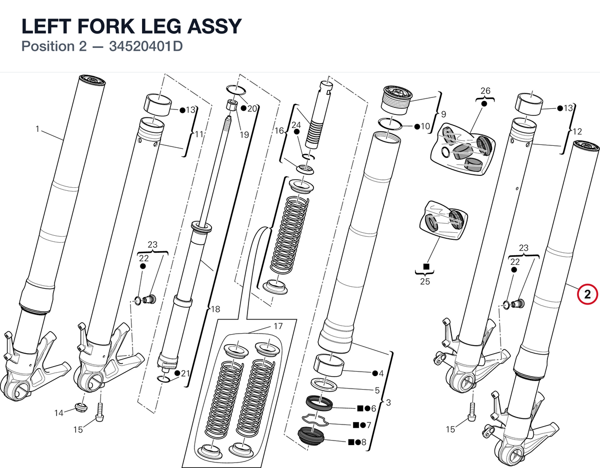 LEFT FORK LEG ASSY 34520401D diagram position