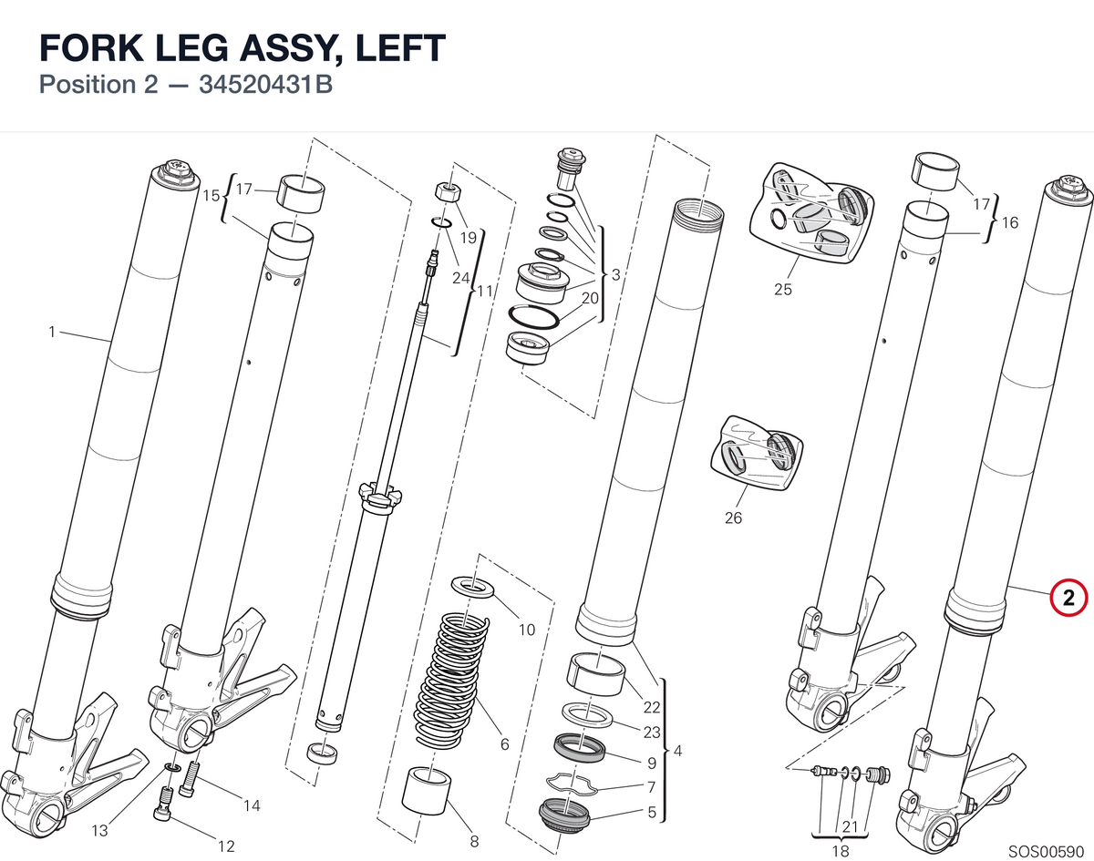 FORK LEG ASSY, LEFT 34520431B diagram position