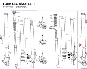 FORK LEG ASSY, LEFT 34520643A diagram position