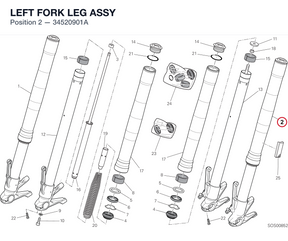LEFT FORK LEG ASSY 34520901A diagram position