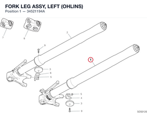FORK LEG ASSY, LEFT (OHLINS) 34521194A diagram position