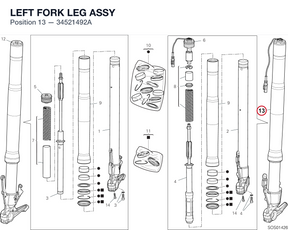 LEFT FORK LEG ASSY 34521492A diagram position