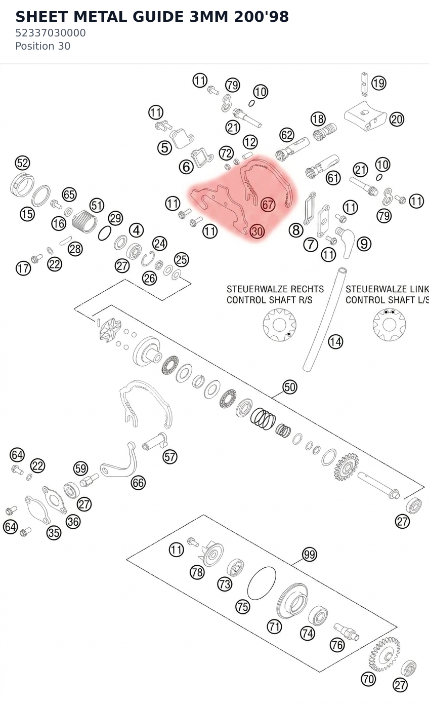 Diagram preview: SHEET METAL GUIDE 3MM   200'98 (52337030000)