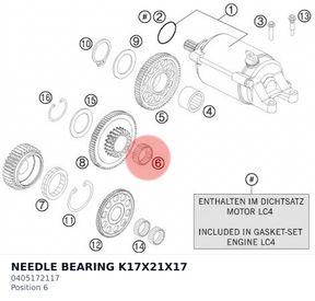 Diagram preview: NEEDLE BEARING K17X21X17 (0405172117)
