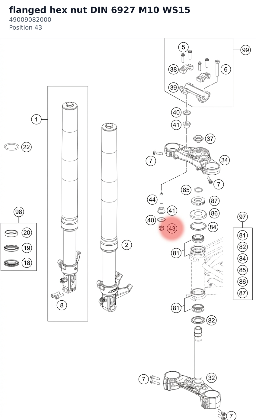 Diagram preview: flanged hex nut DIN 6927 M10 WS15 (49009082000)