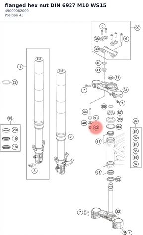 Diagram preview: flanged hex nut DIN 6927 M10 WS15 (49009082000)