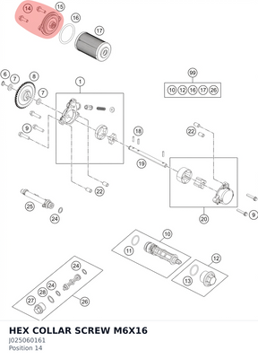 Diagram preview: HEX COLLAR SCREW M6X16 (J025060161)