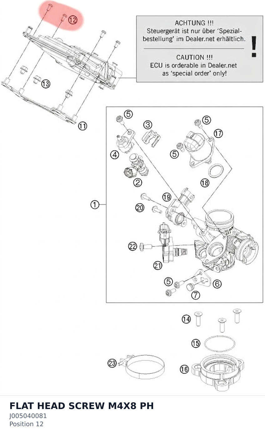 Diagram preview: FLAT HEAD SCREW M4X8 PH (J005040081)