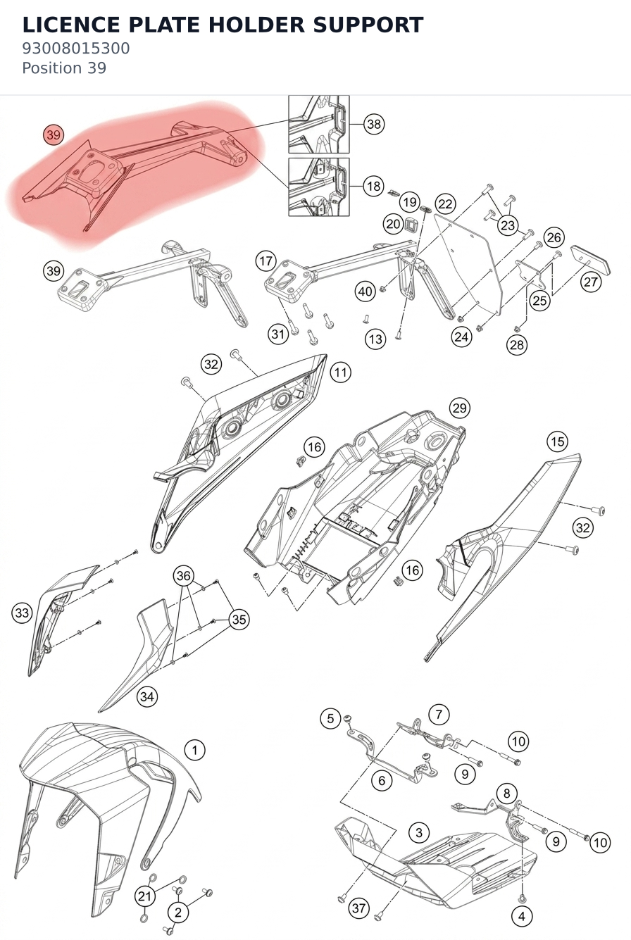 Diagram preview: LICENCE PLATE HOLDER SUPPORT (93008015300)
