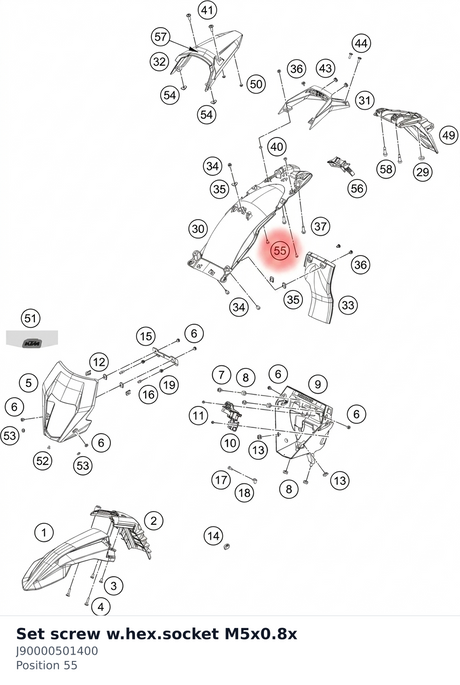 Diagram preview: Set screw w.hex.socket M5x0.8x (J90000501400)