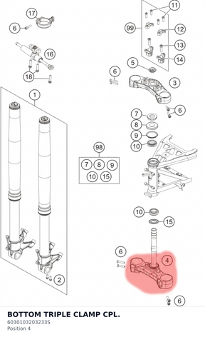 Diagram preview: BOTTOM TRIPLE CLAMP CPL. (6030103203233S)