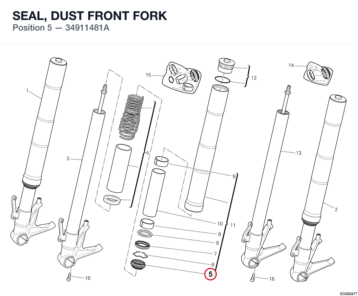 SEAL, DUST FRONT FORK 34911481A diagram position