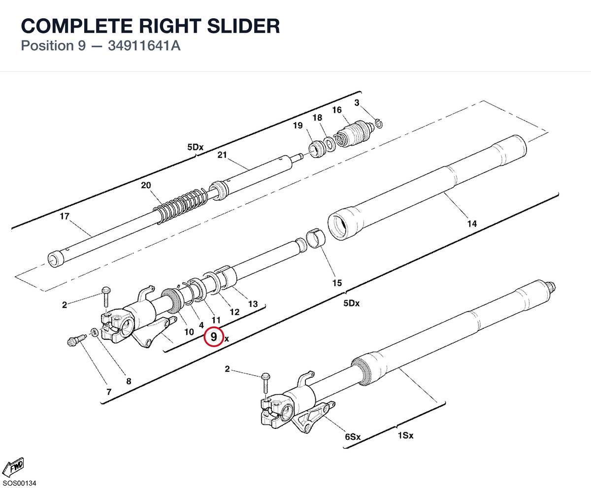COMPLETE RIGHT SLIDER 34911641A diagram position