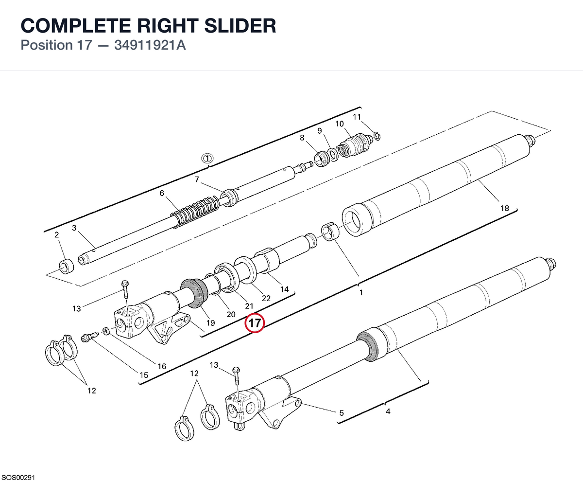 COMPLETE RIGHT SLIDER 34911921A diagram position