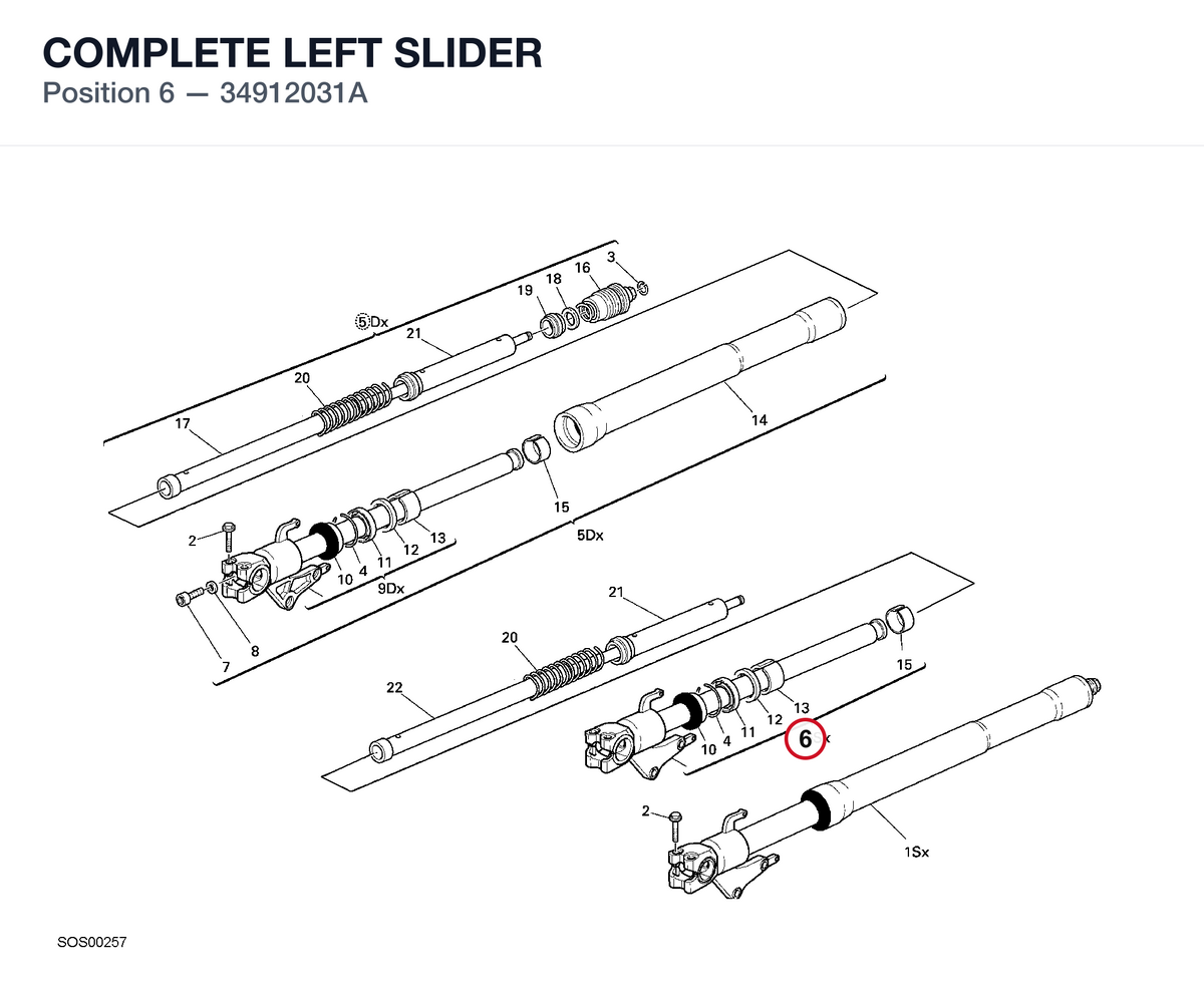 COMPLETE LEFT SLIDER 34912031A diagram position