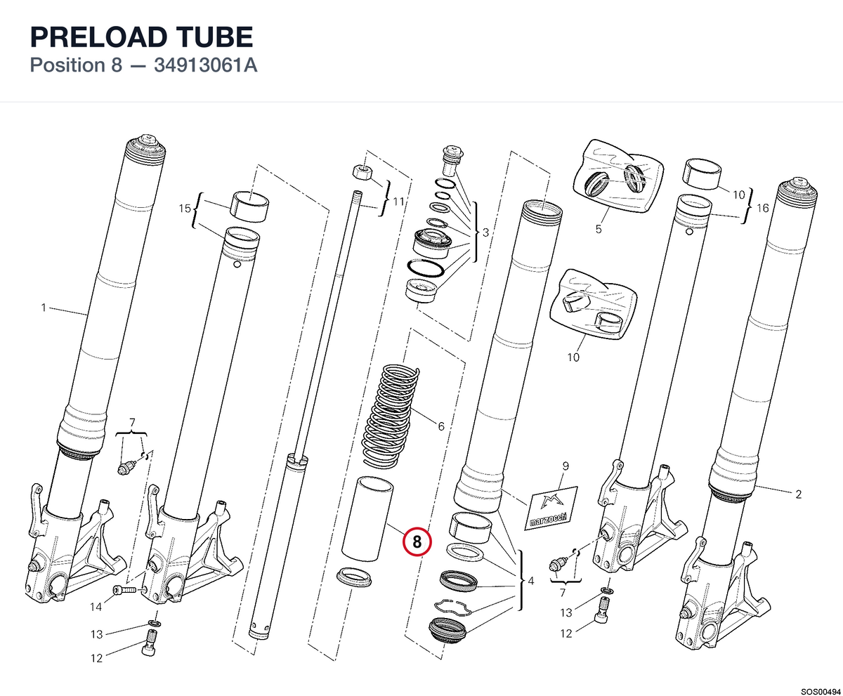 PRELOAD TUBE 34913061A diagram position