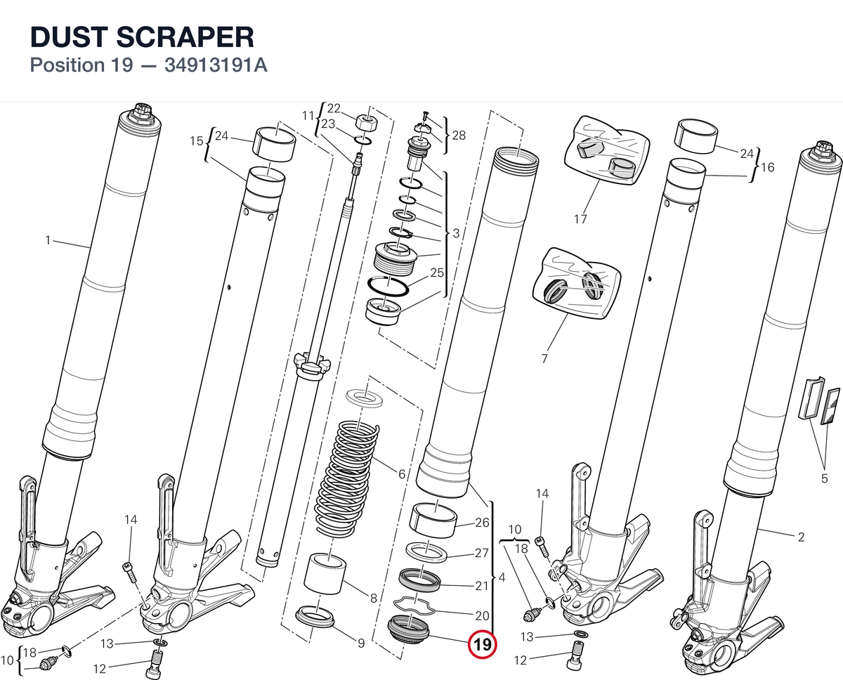 DUST SCRAPER 34913191A diagram position