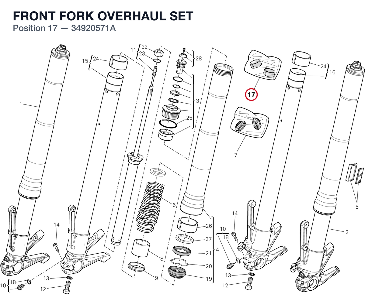 FRONT FORK OVERHAUL SET 34920571A diagram position
