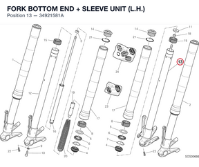 FORK BOTTOM END + SLEEVE UNIT (L.H.) 34921581A diagram position