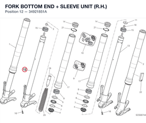 FORK BOTTOM END + SLEEVE UNIT (R.H.) 34921851A diagram position