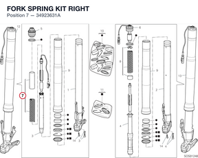 FORK SPRING KIT RIGHT 34923631A diagram position