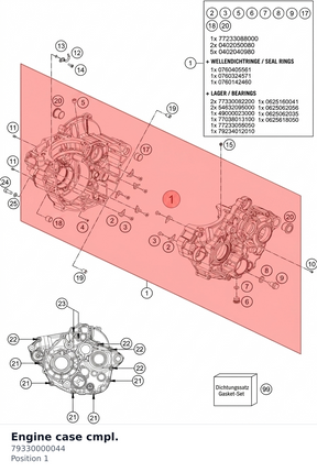 Diagram preview: Engine case cmpl. (79330000044)