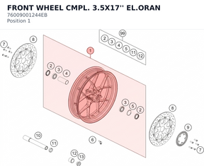 Diagram preview: FRONT WHEEL CMPL. 3.5X17'' EL.ORAN (76009001244EB)