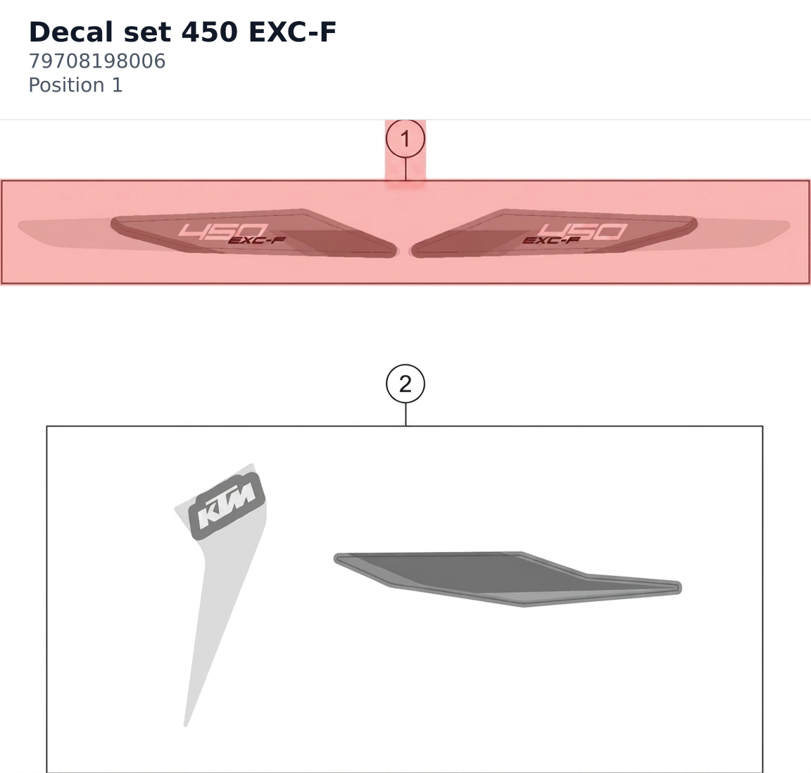 Diagram preview: Decal set 450 EXC-F (79708198006)