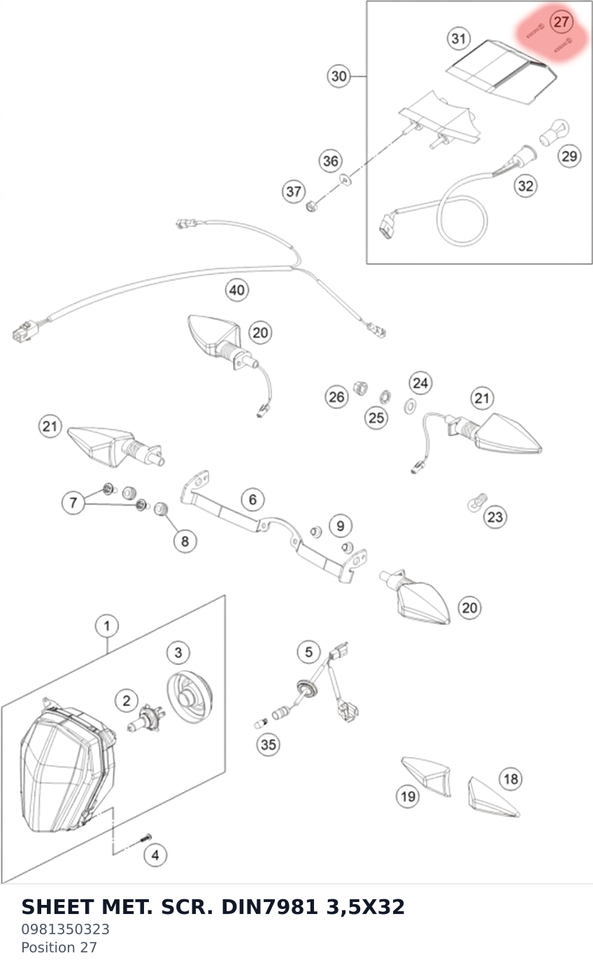 Diagram preview: SHEET MET. SCR. DIN7981 3,5X32 (0981350323)