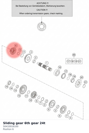 Diagram preview: Sliding gear 6th gear 24t (50433016100)