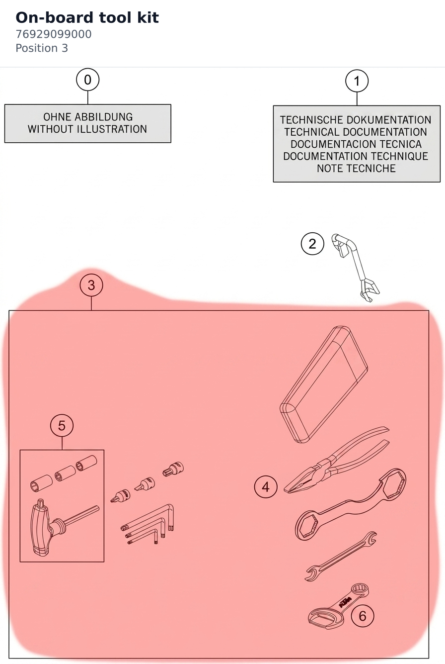 Diagram preview: On-board tool kit (76929099000)