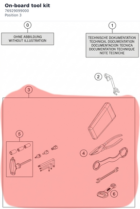 Diagram preview: On-board tool kit (76929099000)