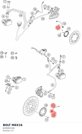 Diagram preview: BOLT M6X16 (J028060166)