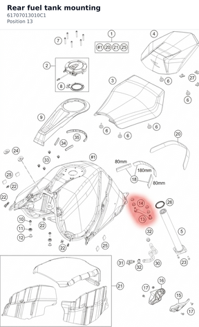 Diagram preview: Rear fuel tank mounting (61707013010C1)