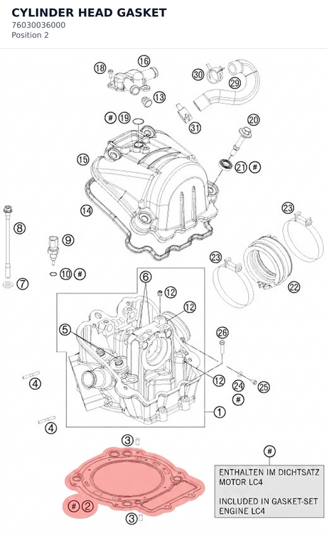 Diagram preview: CYLINDER HEAD GASKET (76030036000)