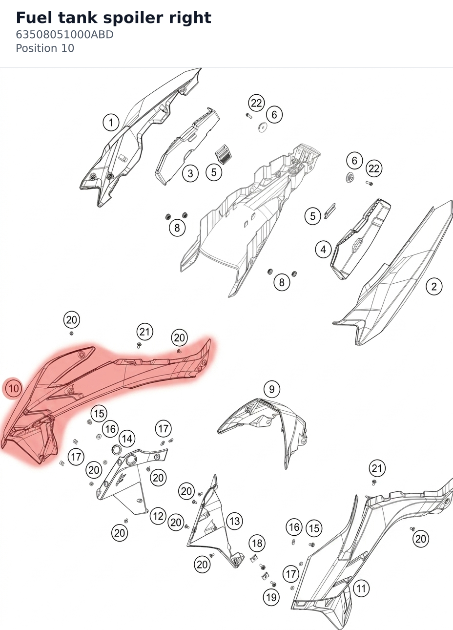Diagram preview: Fuel tank spoiler right (63508051000ABD)