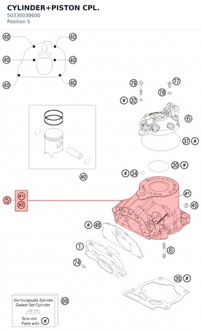 Diagram preview: CYLINDER+PISTON CPL. (50330038600)