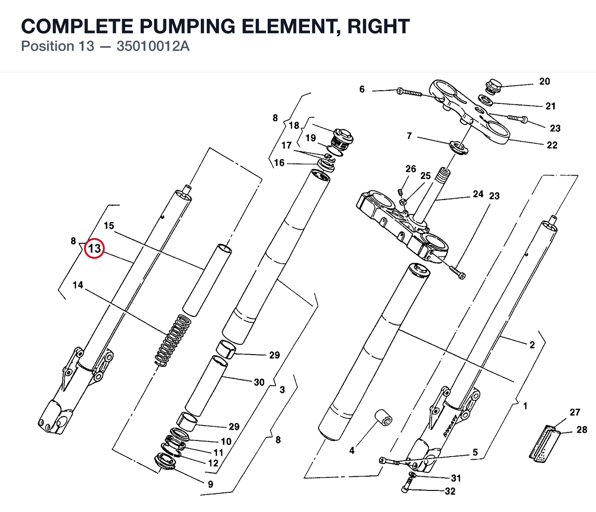 COMPLETE PUMPING ELEMENT, RIGHT
